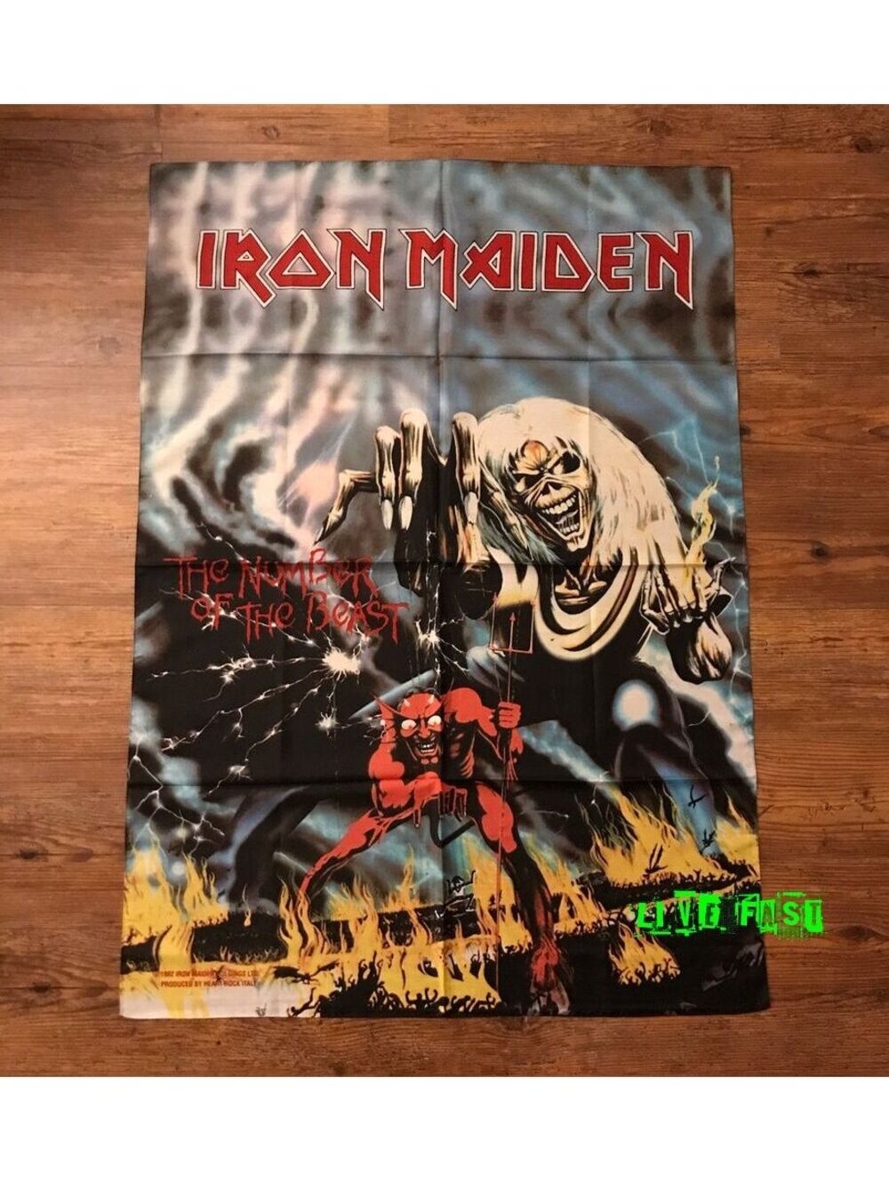 IRON MAIDEN - The Number of The Beast Flag Banner Tapestry Fabric Poster Vintage